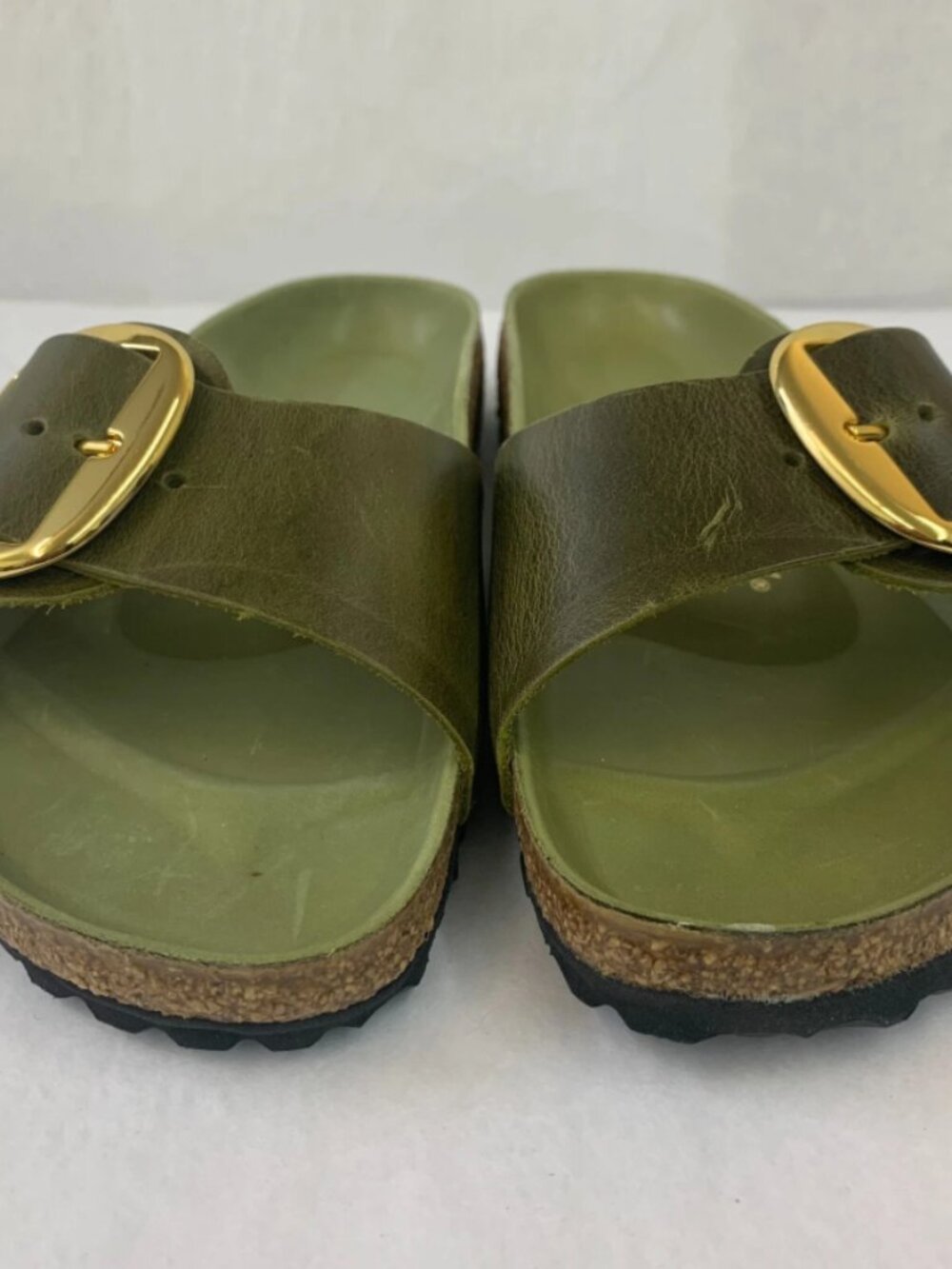 Birkenstock Madrid Big Buckle Olive Green Oiled Leather Exquisite Regular Width